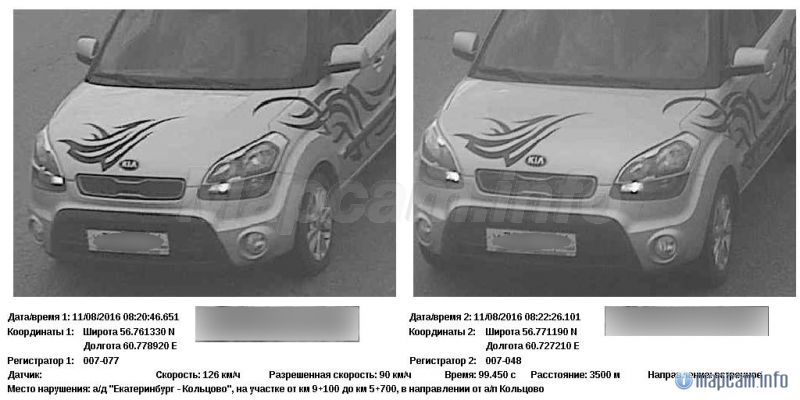 Судя по координатам, штраф по средней скорости между второй точкой Автодории, которая перед Екадом и первой точкой этой Автодории.