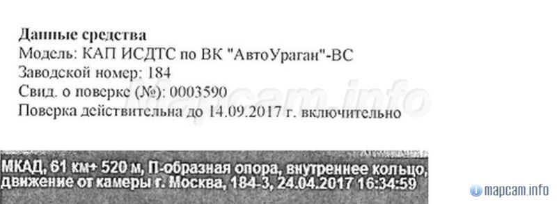 обочина в спину, штраф 1500 р.